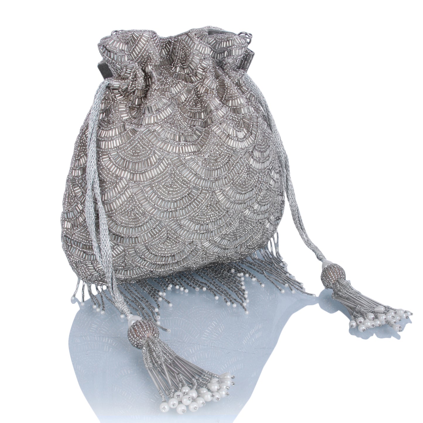 Silver scallop potli bag