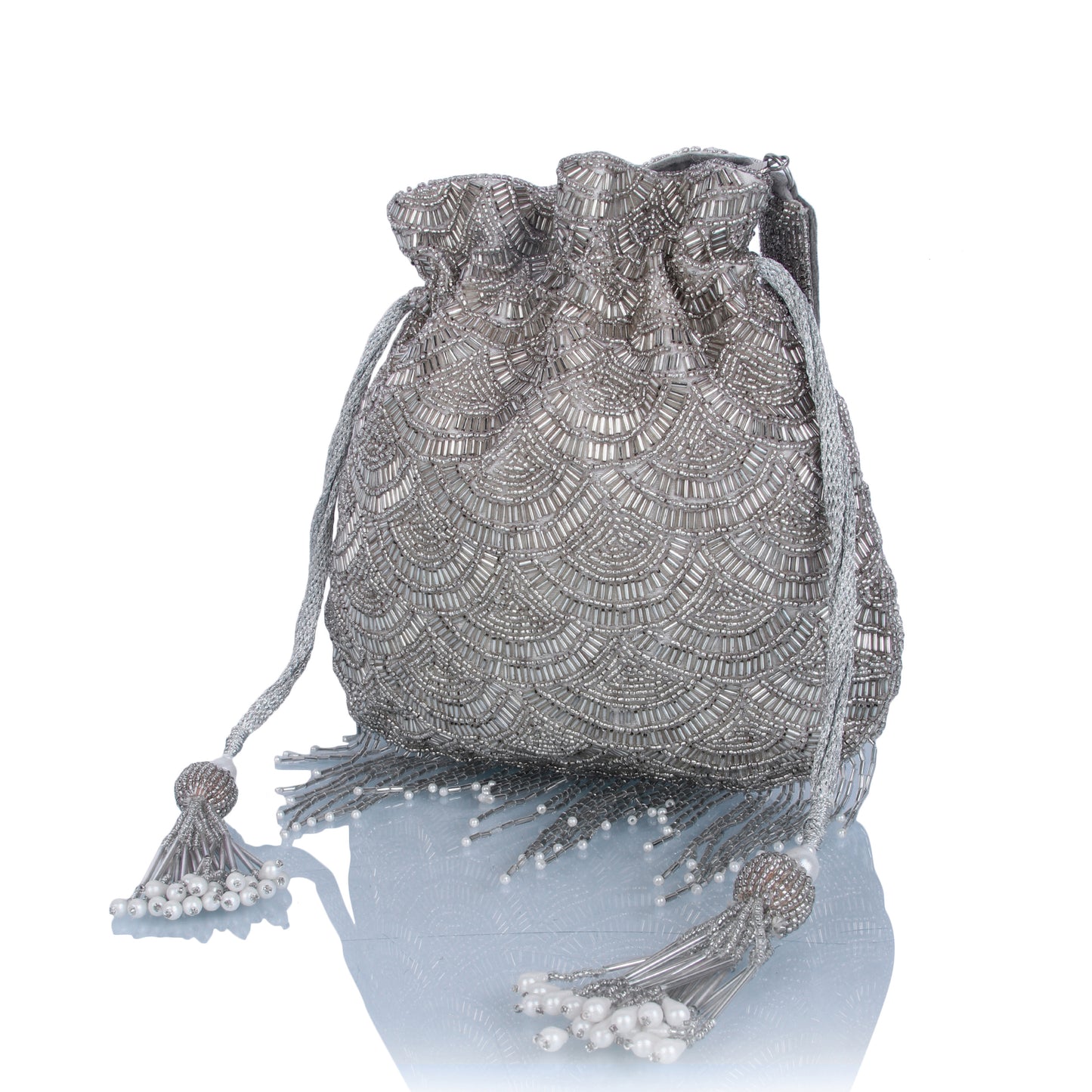 Silver scallop potli bag