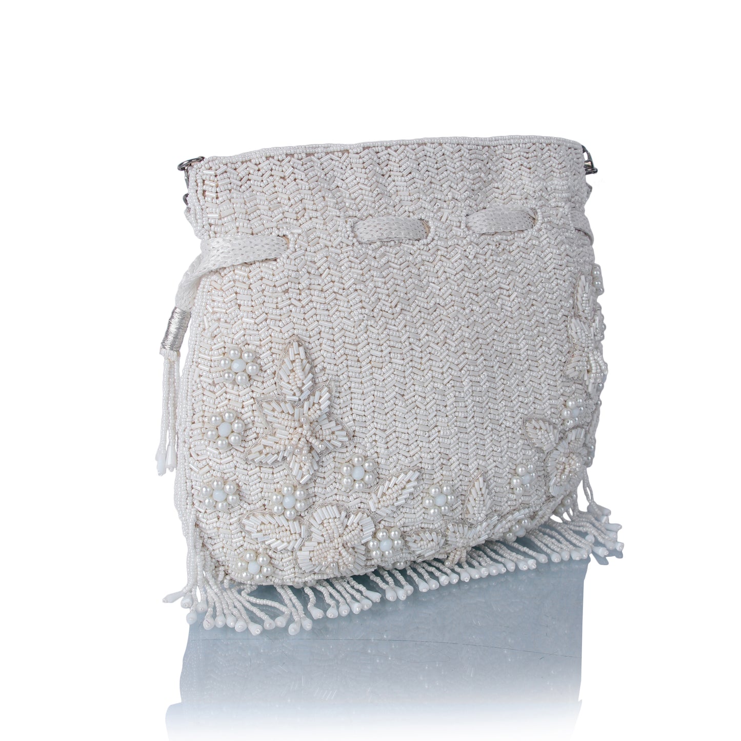 White bead potli bag