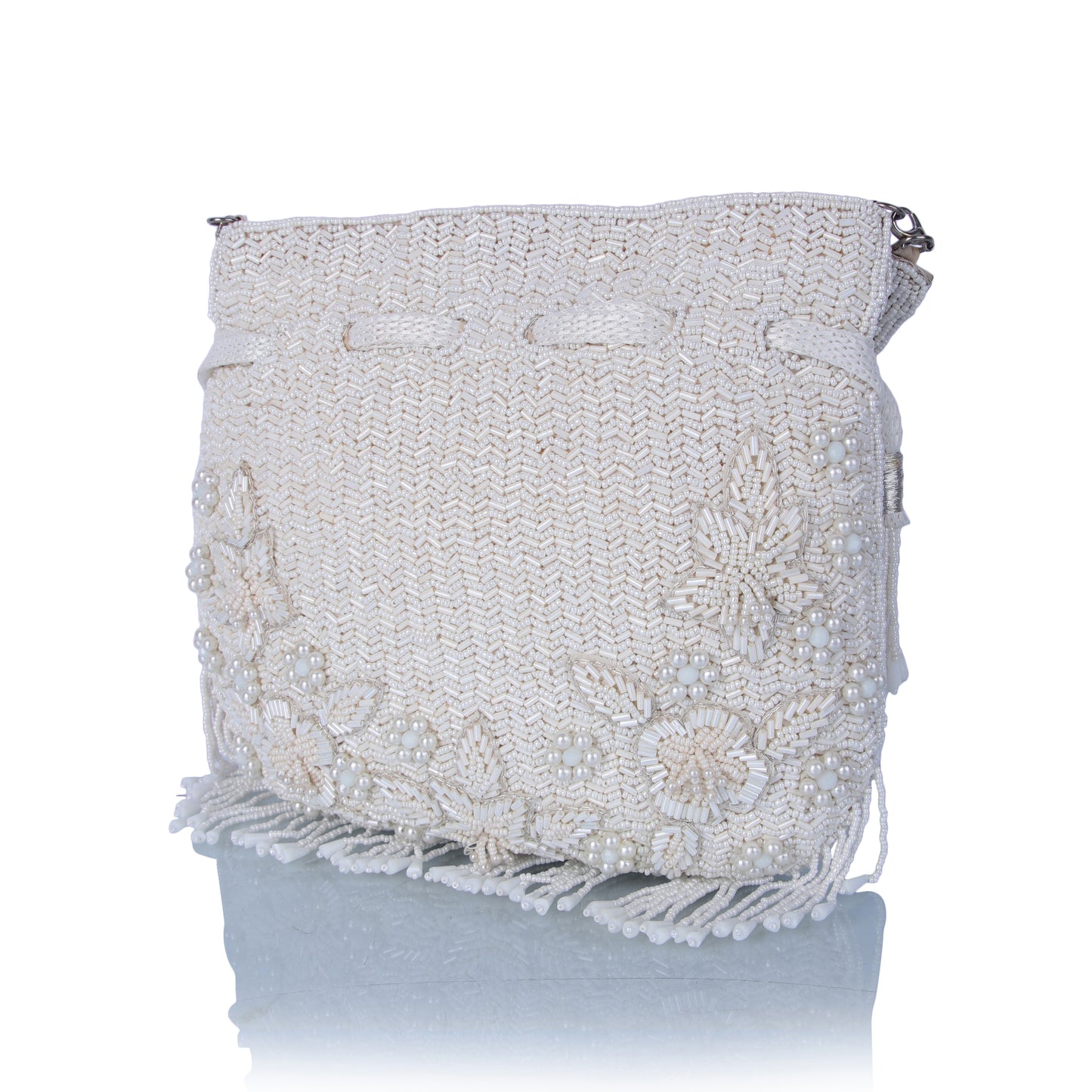 White bead potli bag