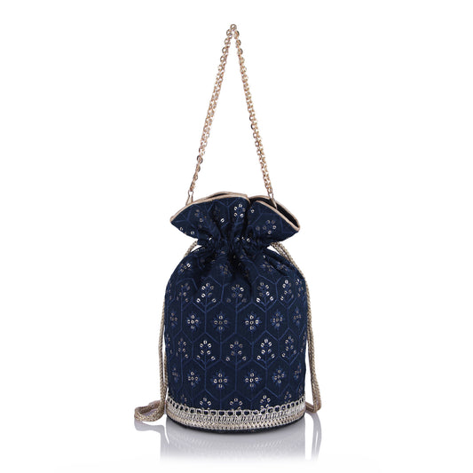 Ebony blue potli bag