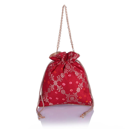 Bandhani brocade potli bag
