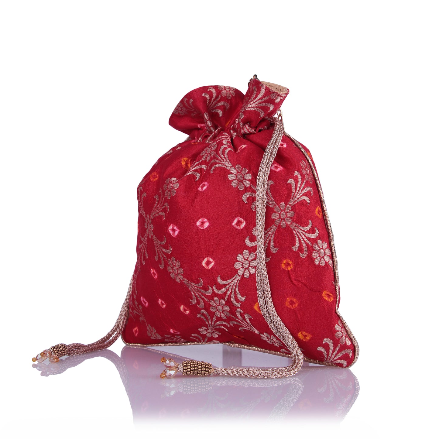 Bandhani brocade potli bag