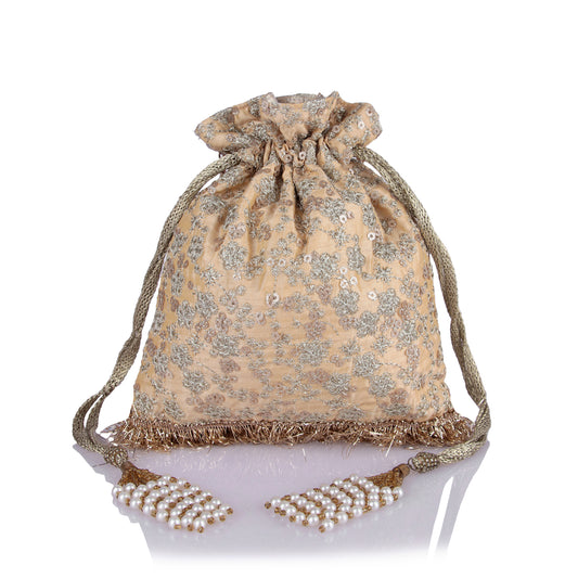Zeenat gold potli bag