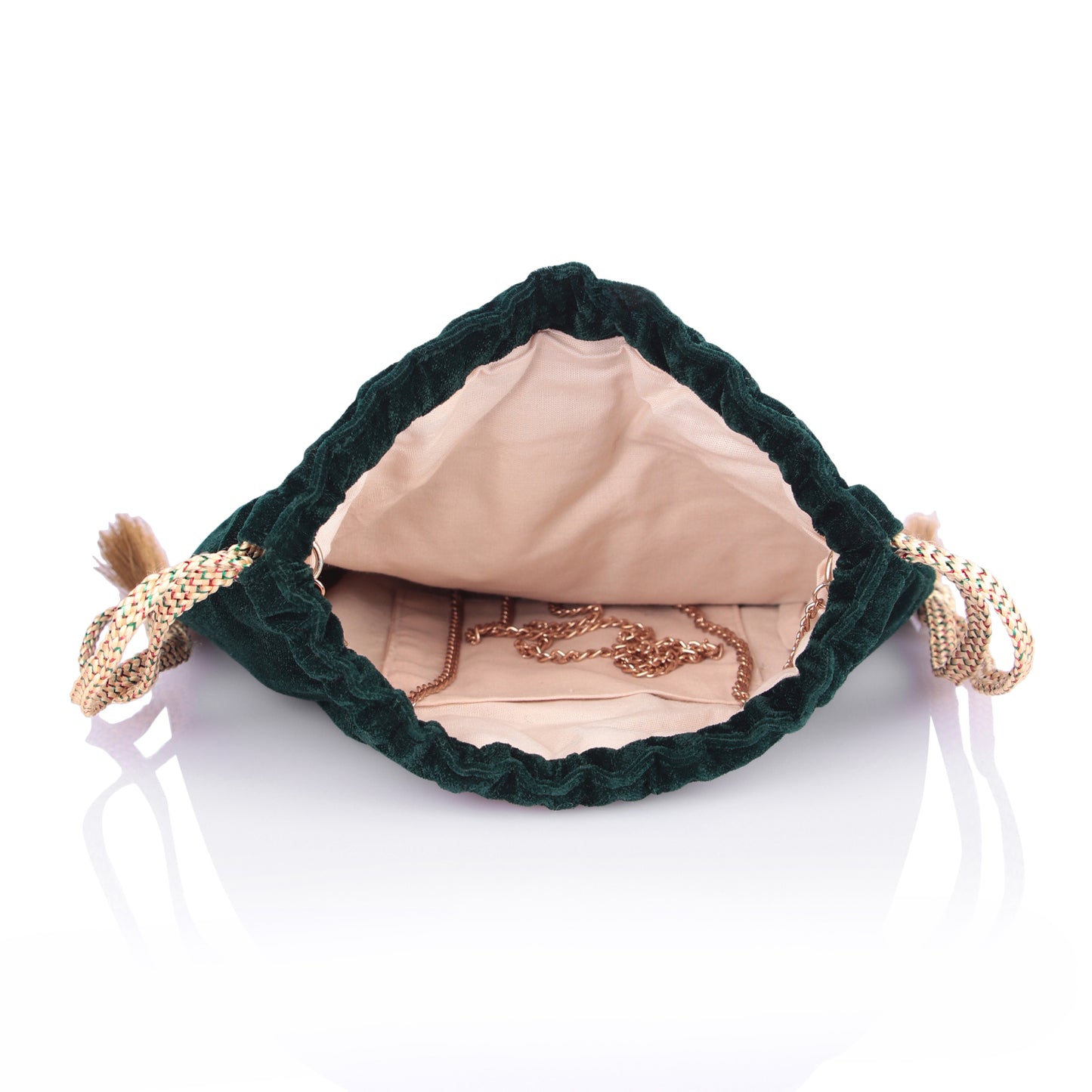 Dark green velvet potli bag