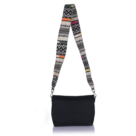 Black button sling bag