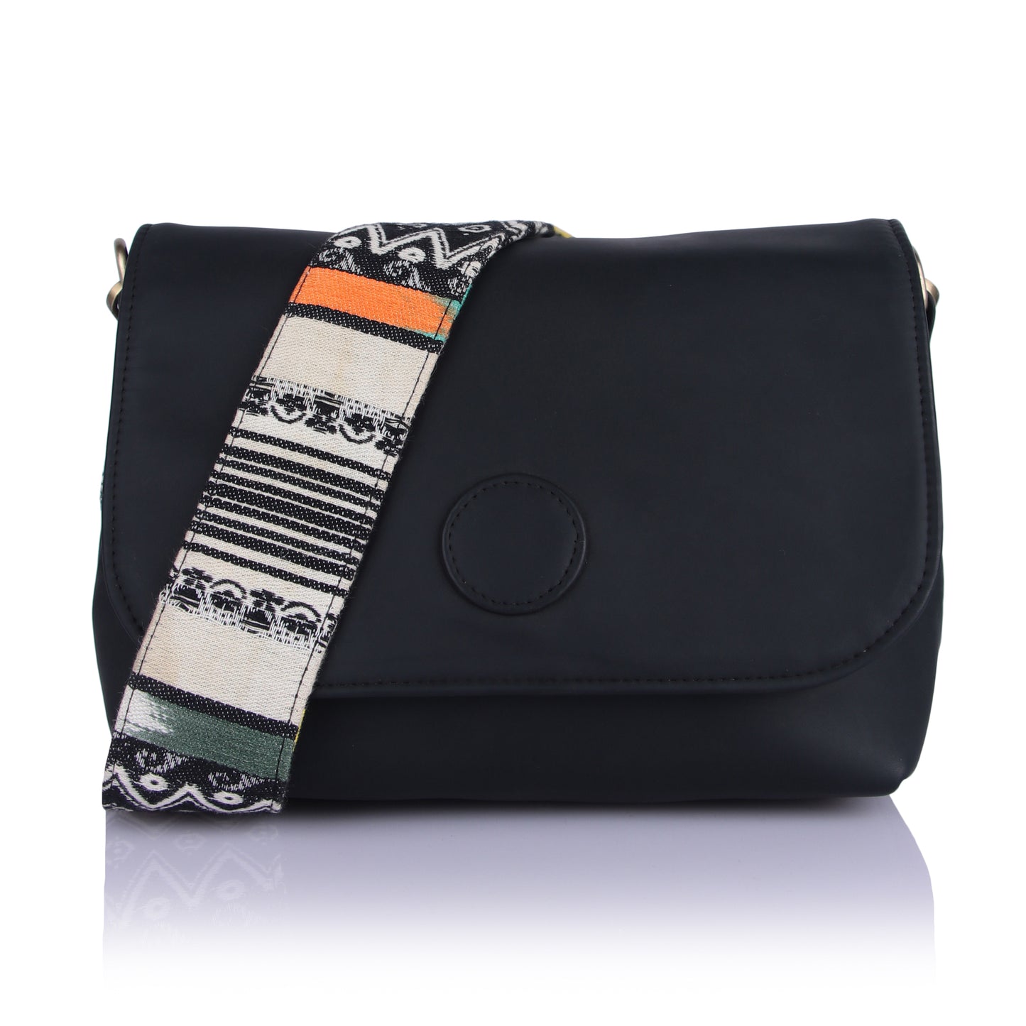 Black button sling bag
