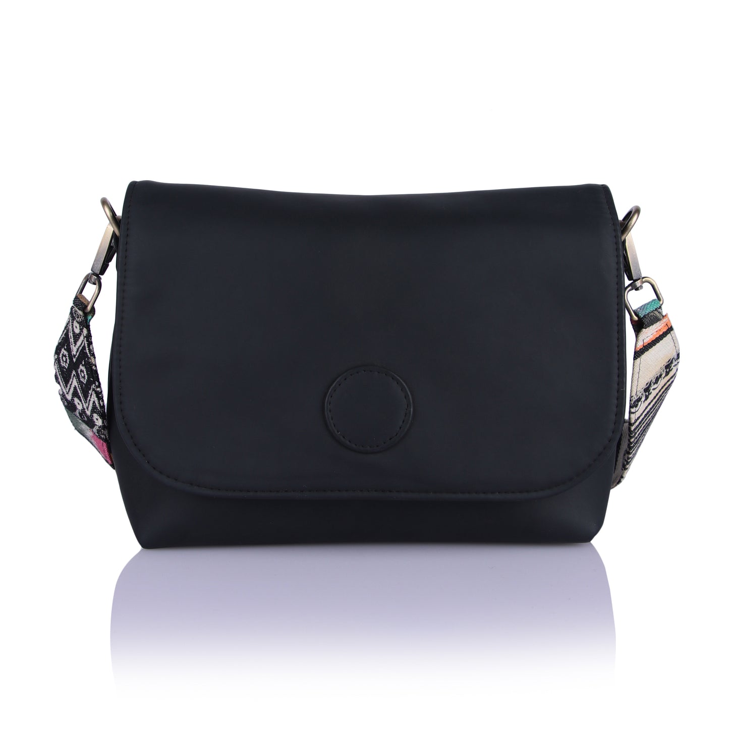 Black button sling bag
