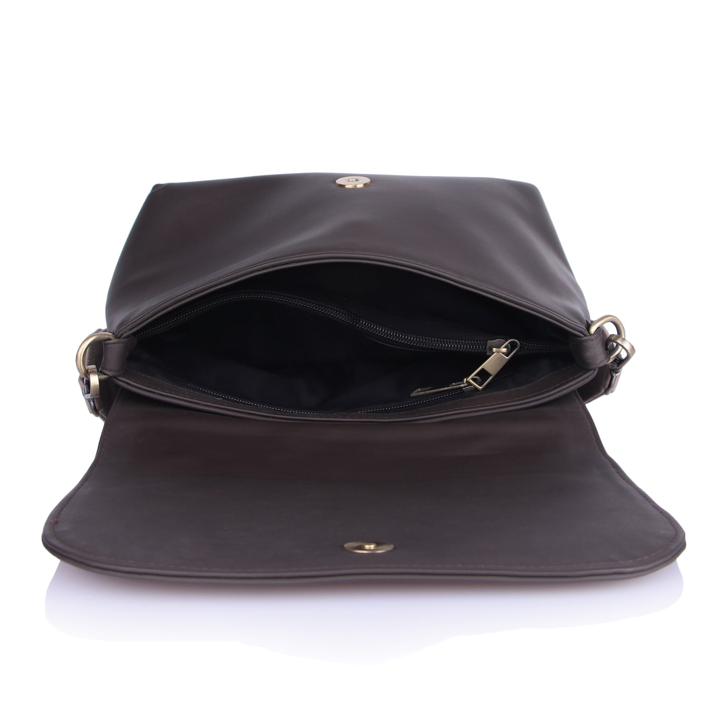 Brown triangle sling bag