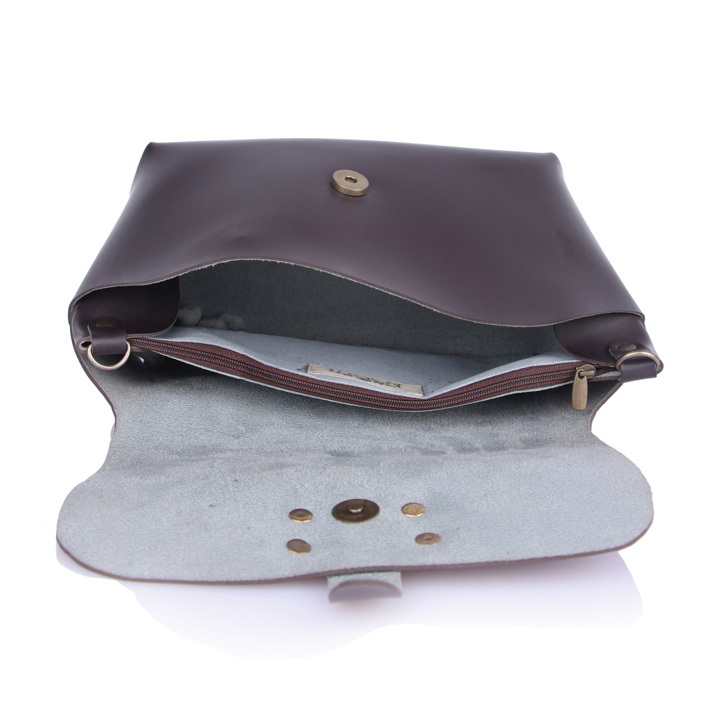 Brown buckle sling bag