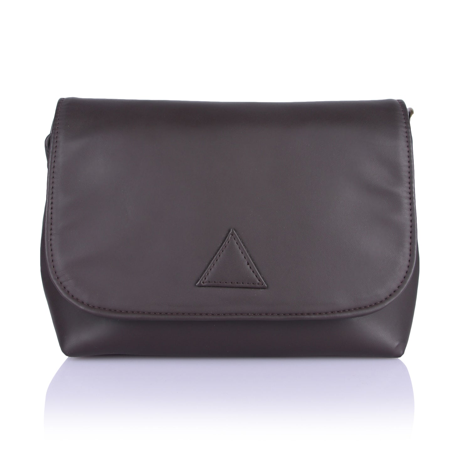 Brown triangle sling bag