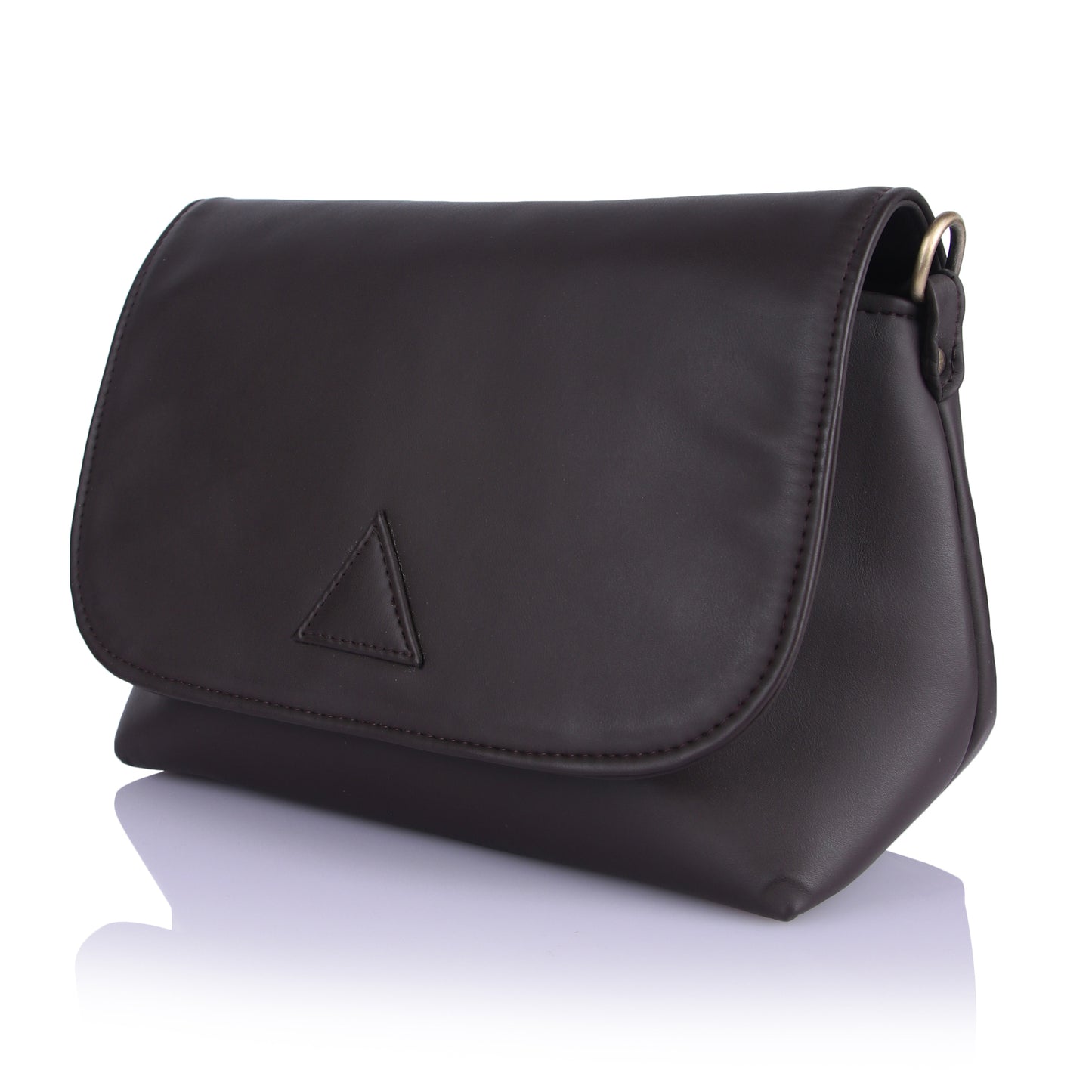 Brown triangle sling bag
