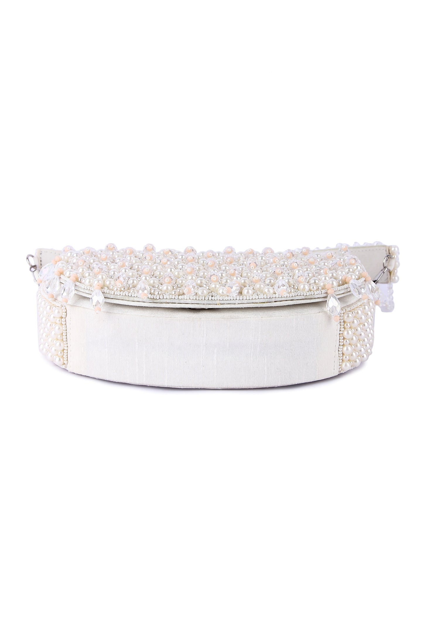 Rubeena white pearl clutch