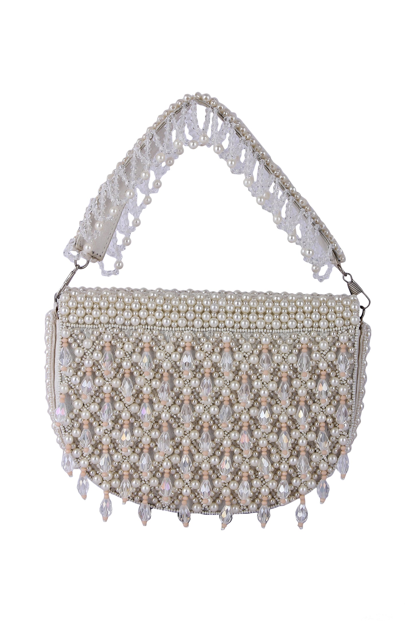 Rubeena white pearl clutch