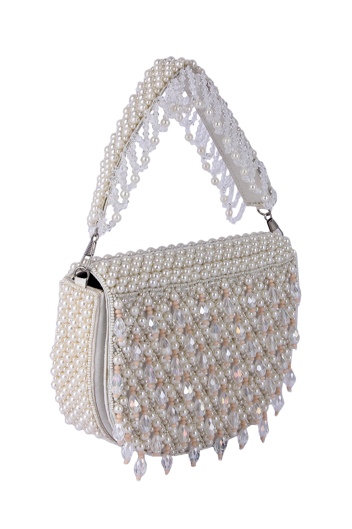 Rubeena white pearl clutch