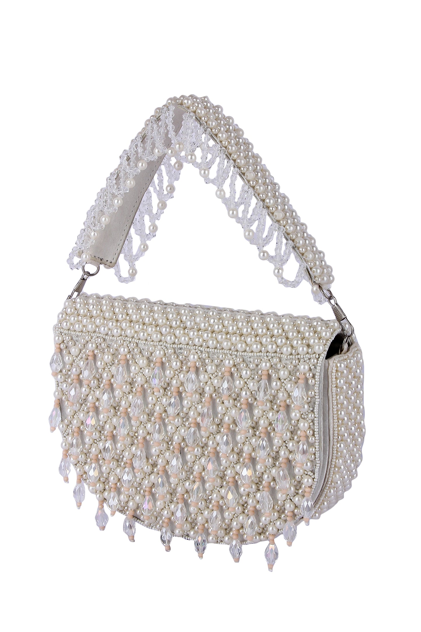 Rubeena white pearl clutch