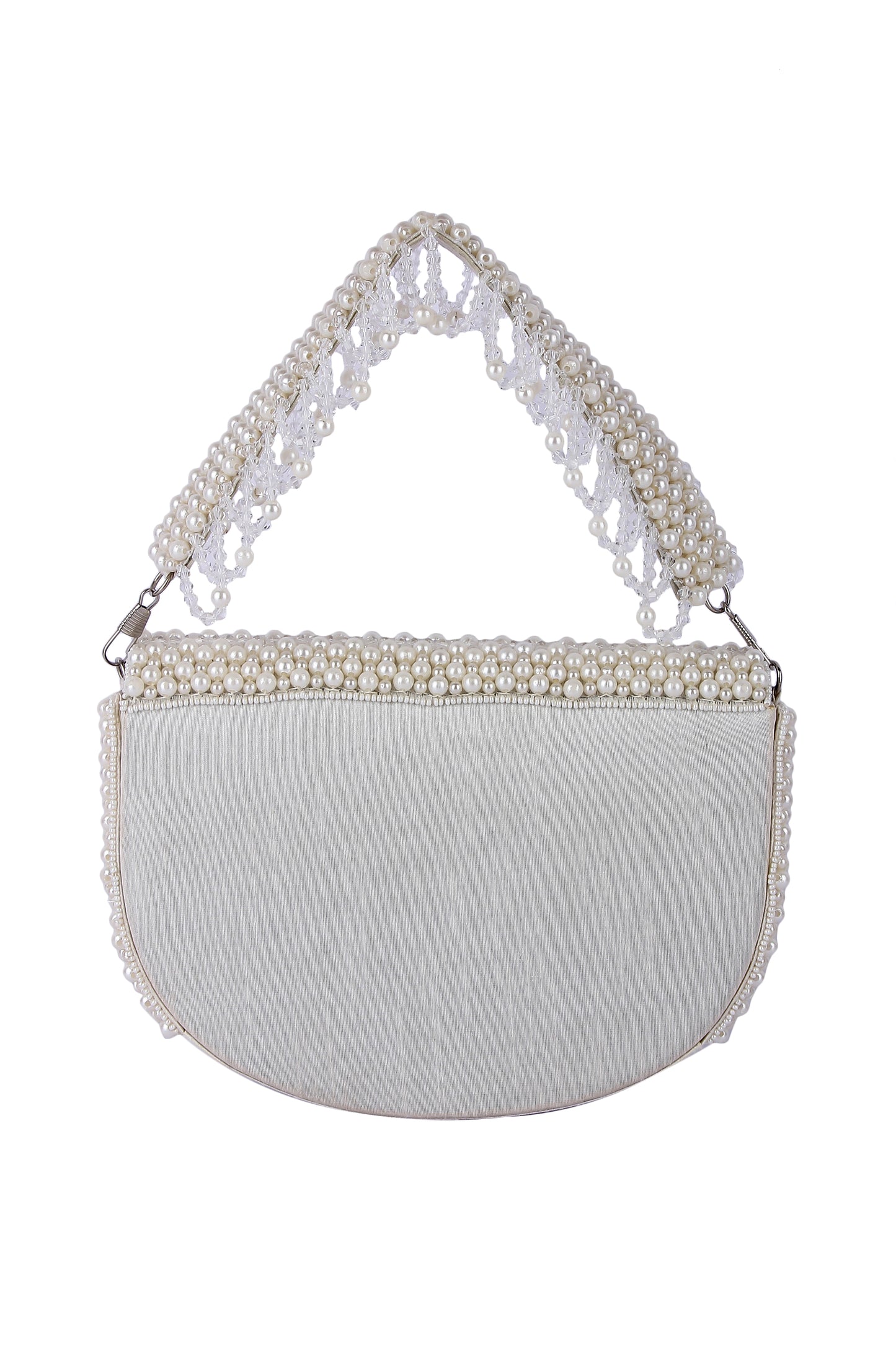 Rubeena white pearl clutch