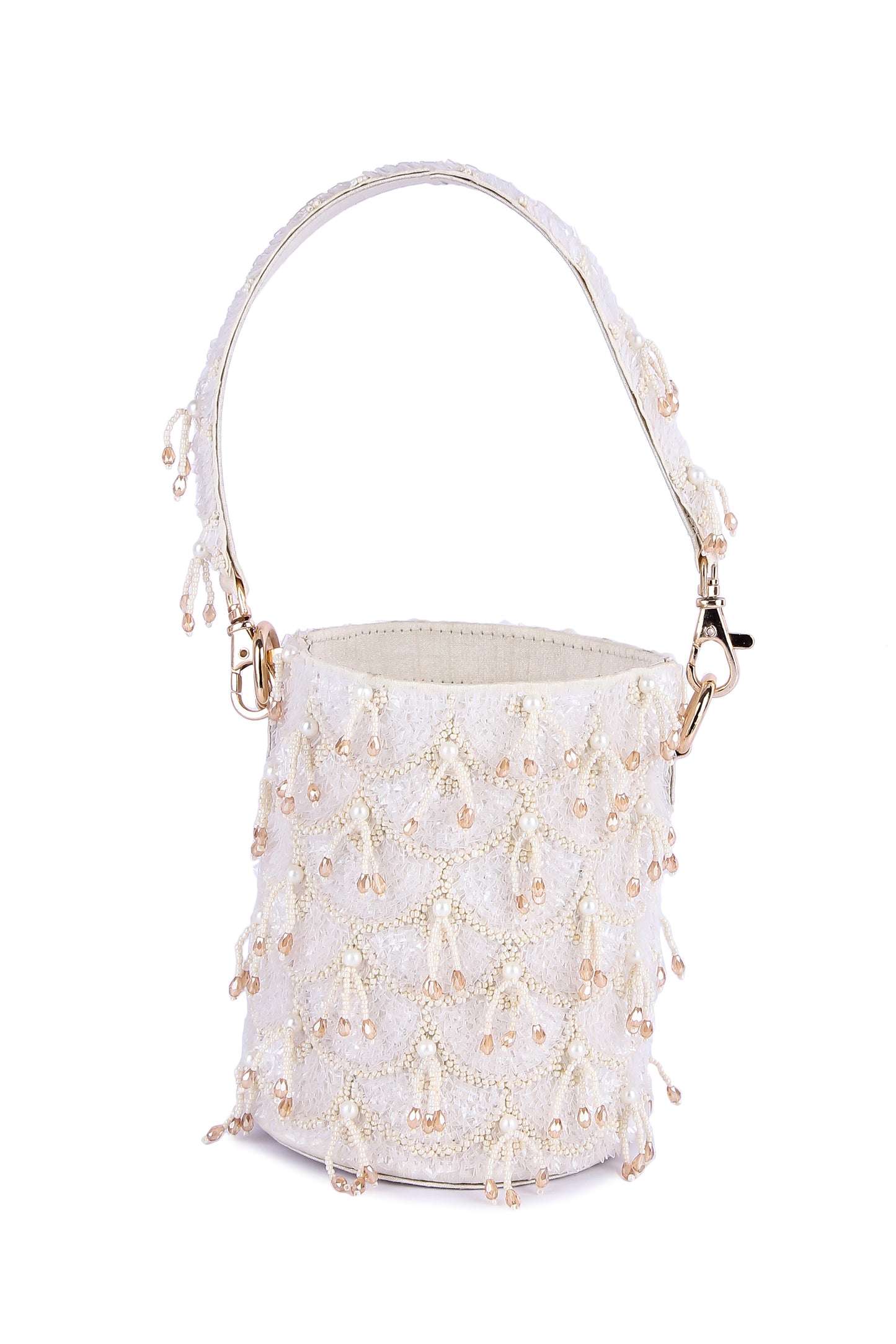 Bucket white zing potli