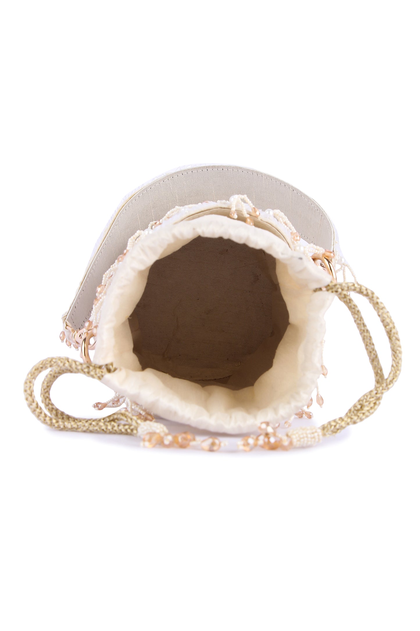 Bucket white zing potli