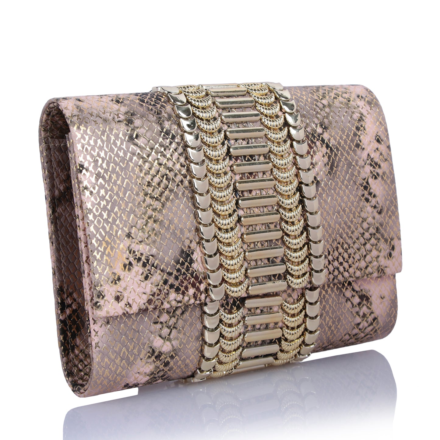 Gold pink aura clutch