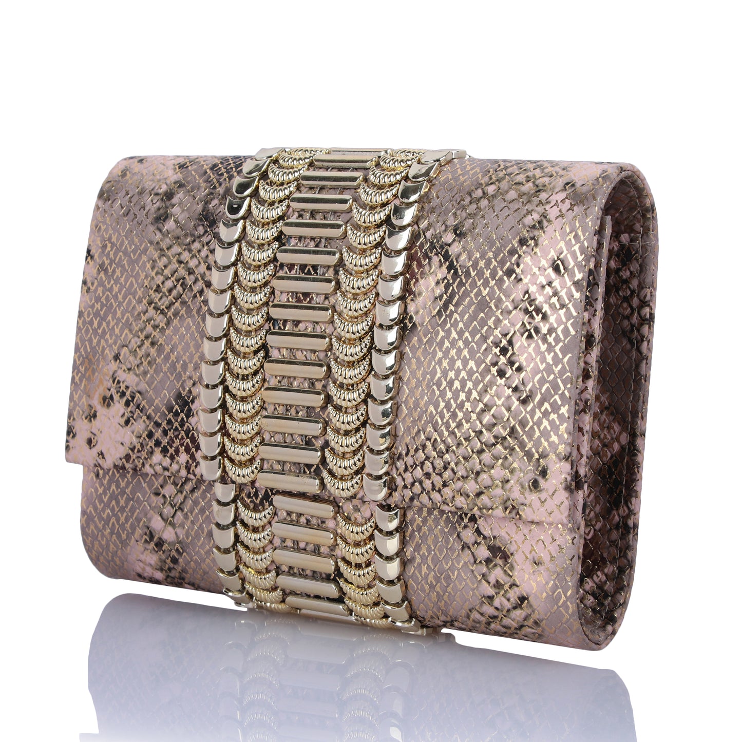 Gold pink aura clutch