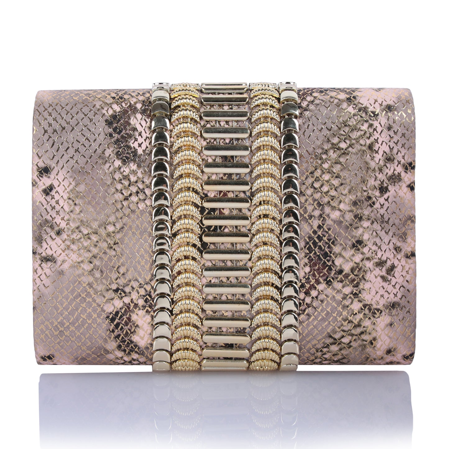 Gold pink aura clutch