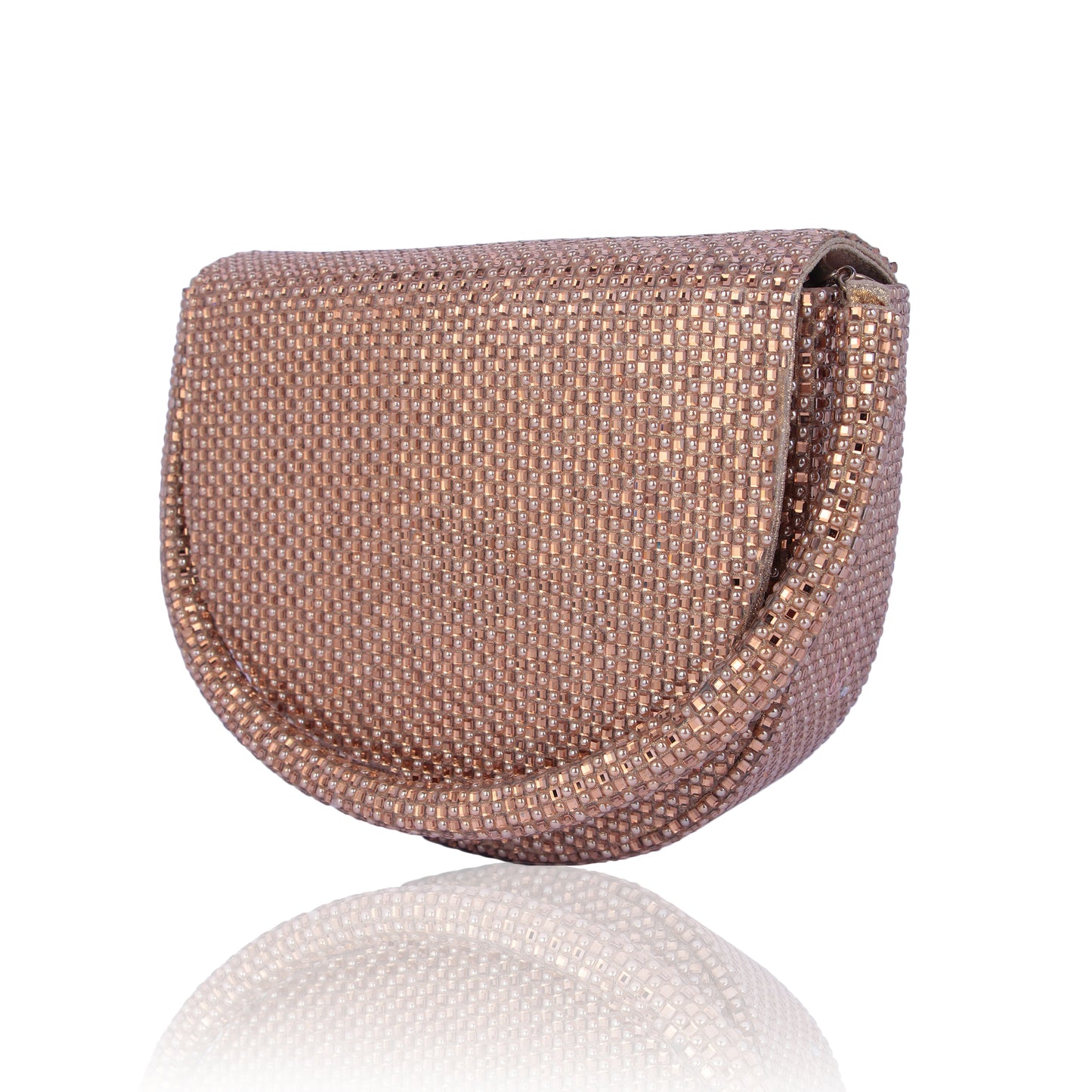 Copper rhinestone clutch