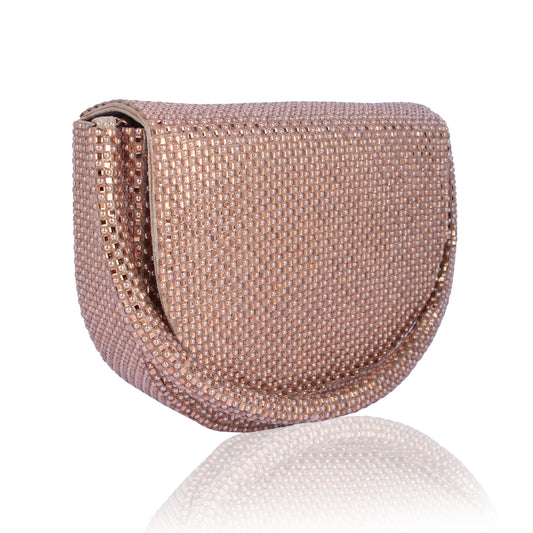 Copper rhinestone clutch