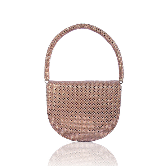 Copper rhinestone clutch