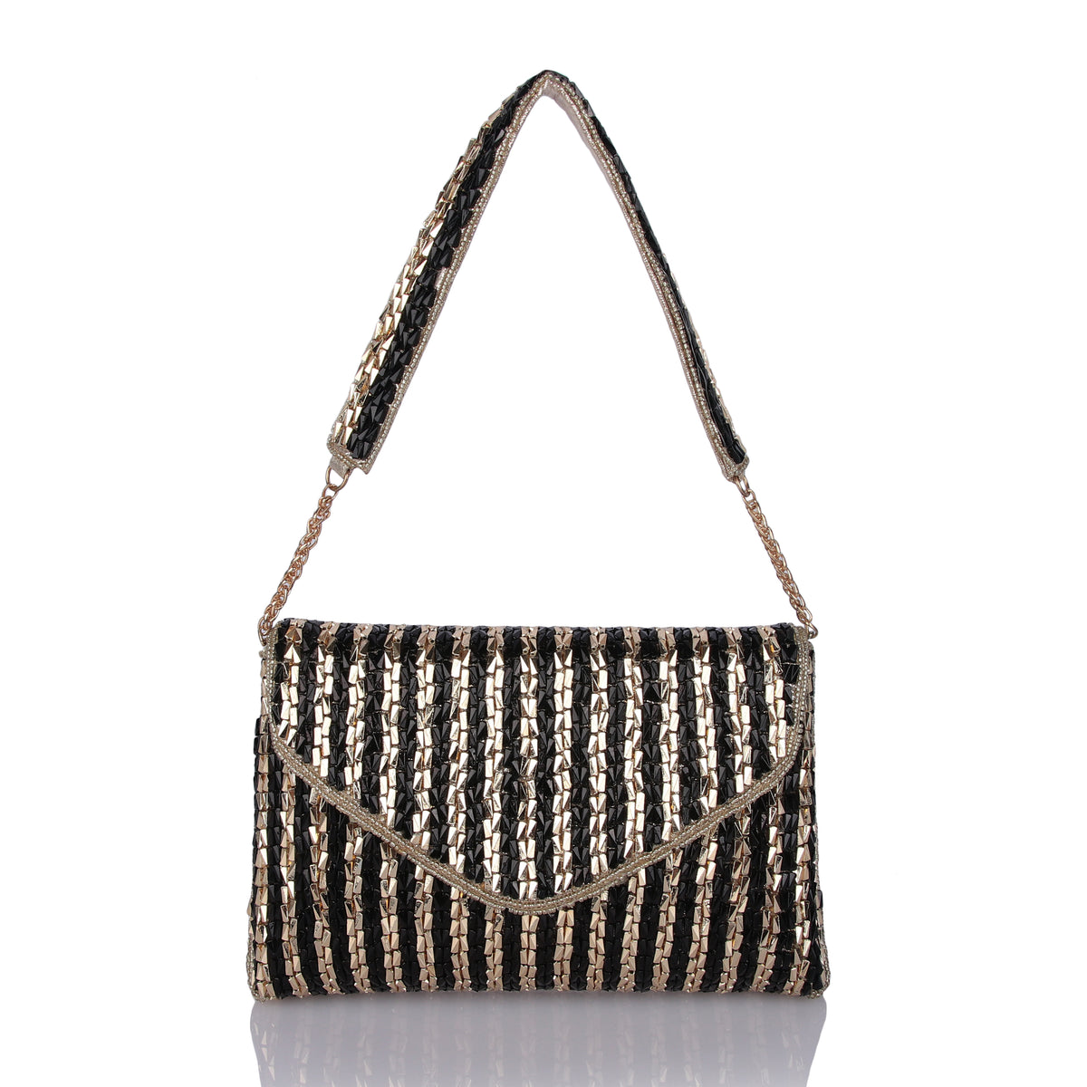 Zephyr black gold clutch