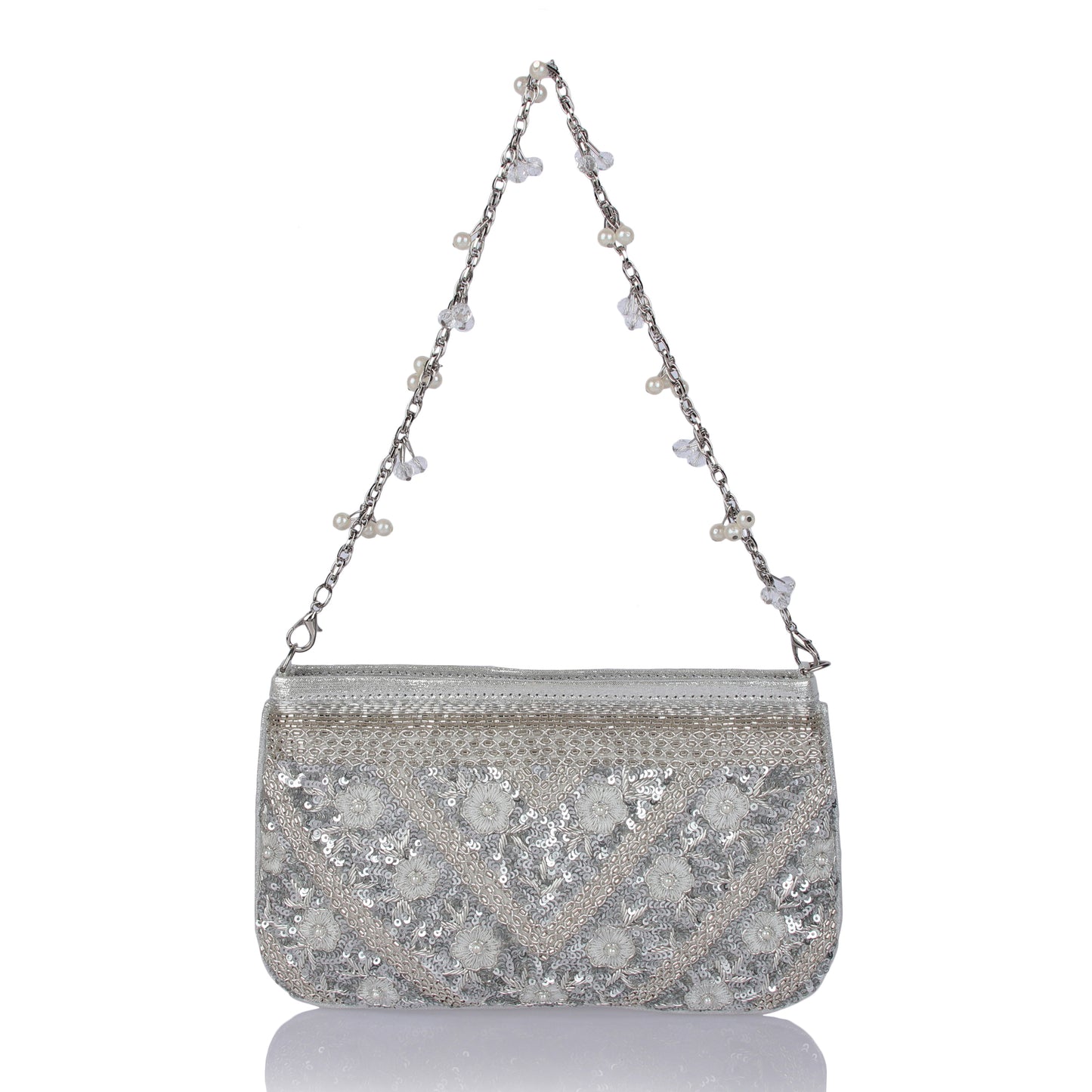 Celeste Silver clutch