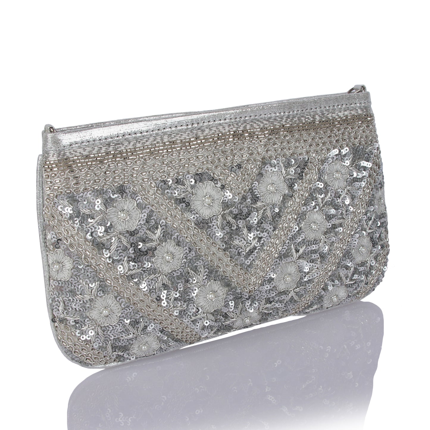 Celeste Silver clutch