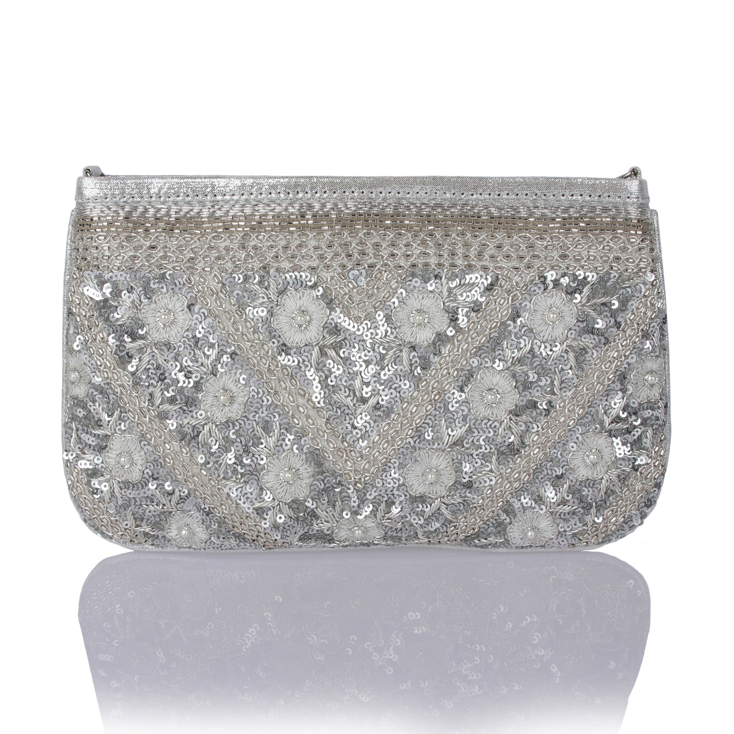 Celeste Silver clutch