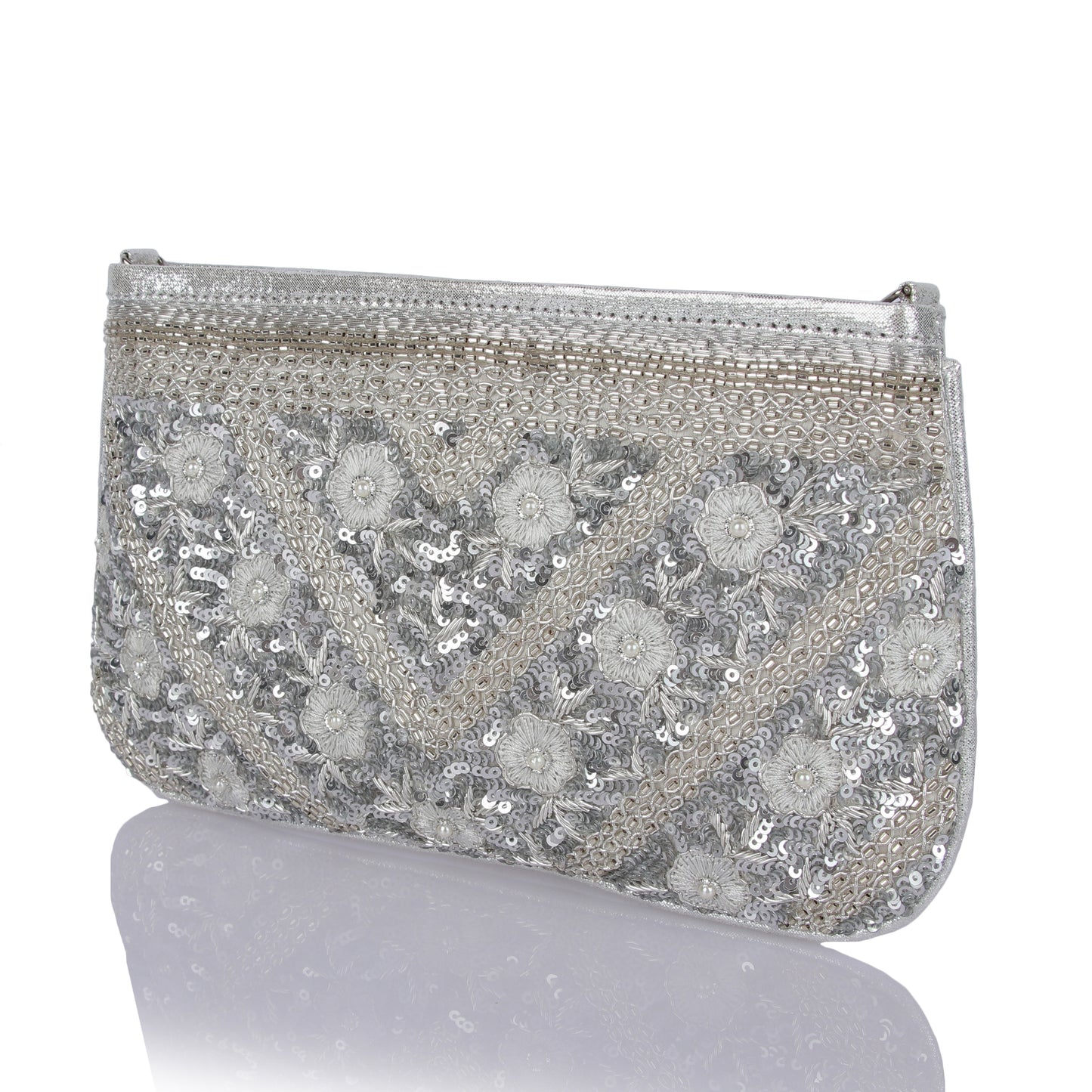 Celeste Silver clutch
