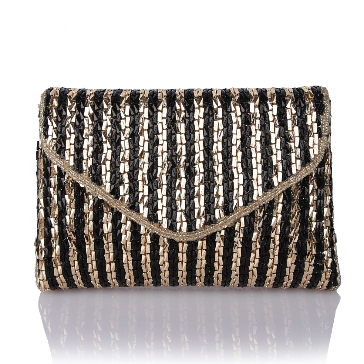 Zephyr black gold clutch