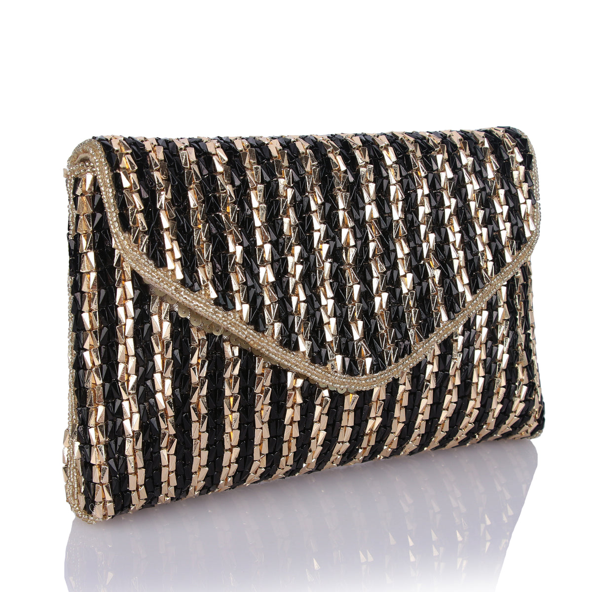 Zephyr black gold clutch