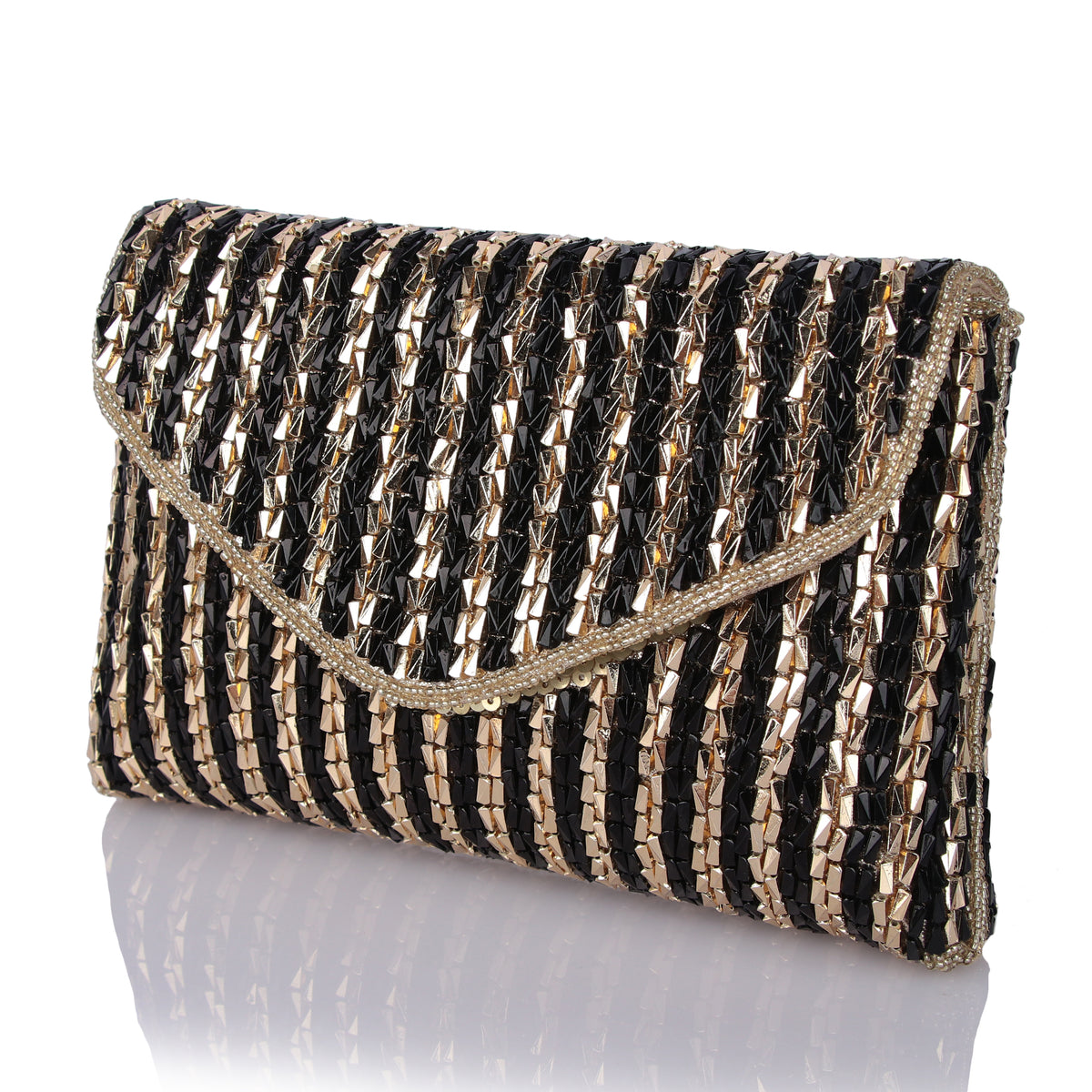 Zephyr black gold clutch