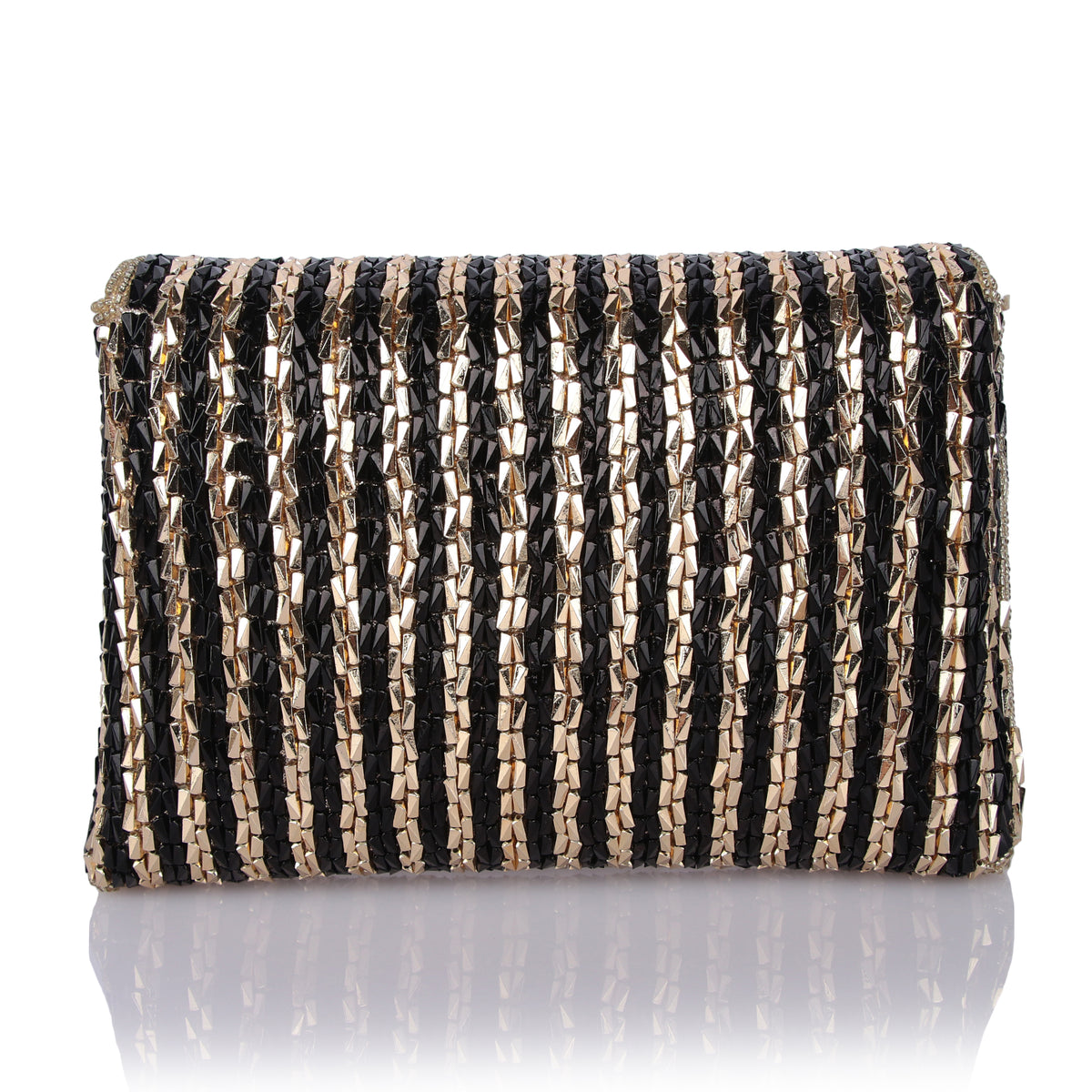 Zephyr black gold clutch