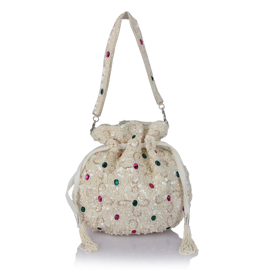 Blanco white potli bag