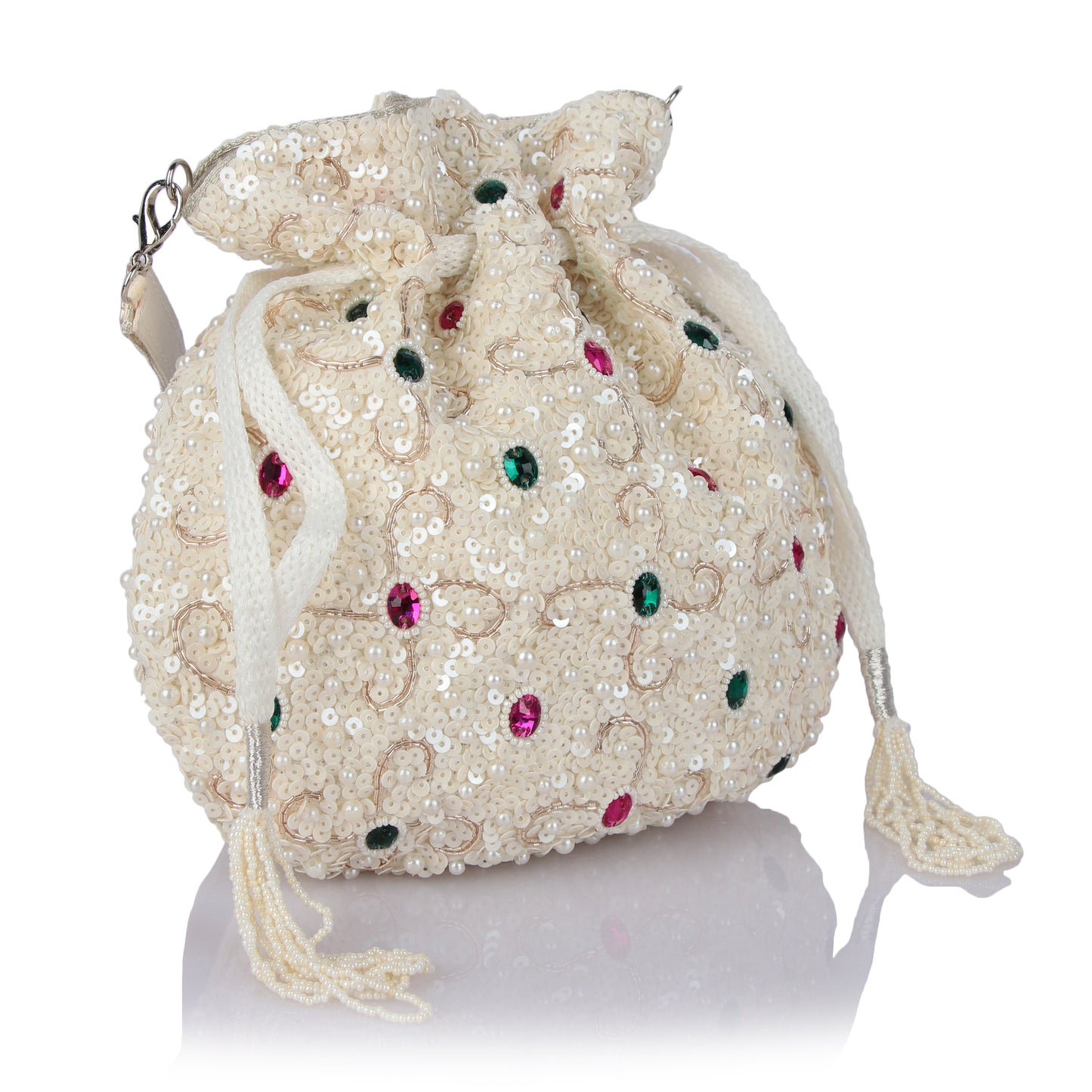 Blanco white potli bag