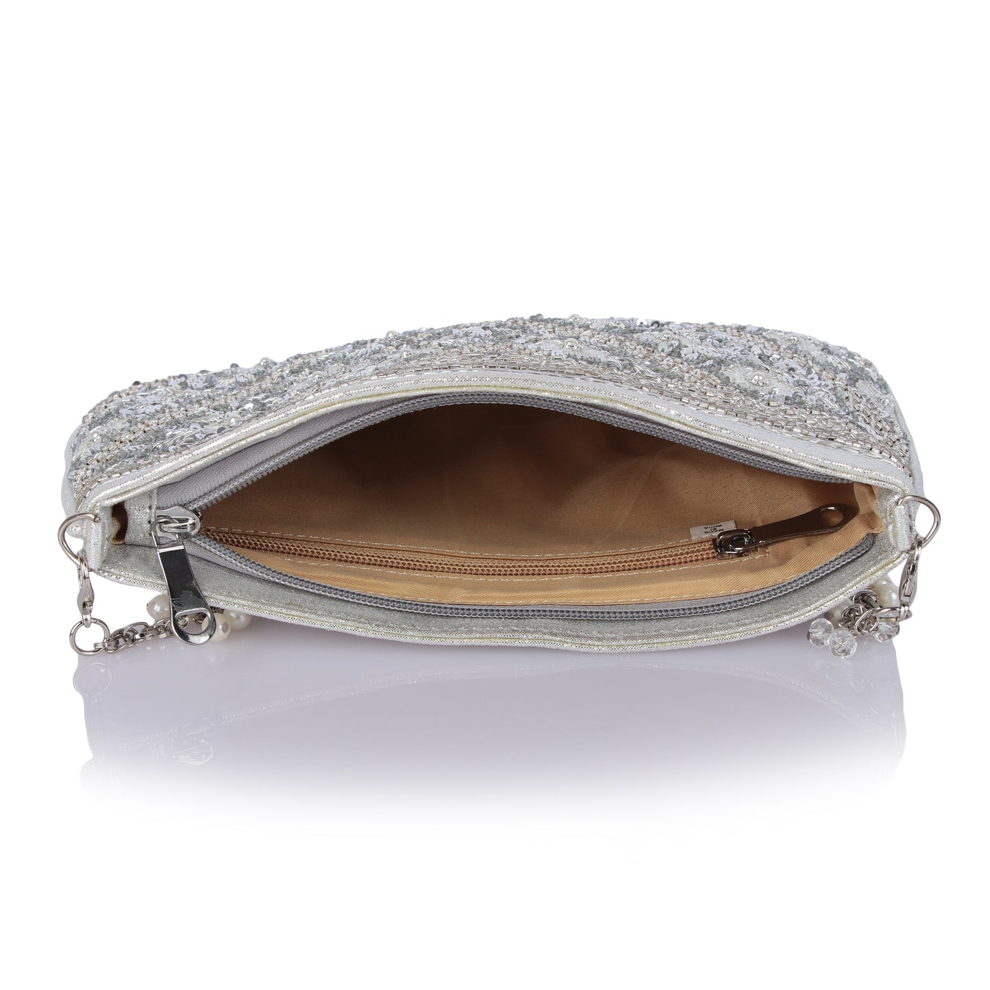 Celeste Silver clutch