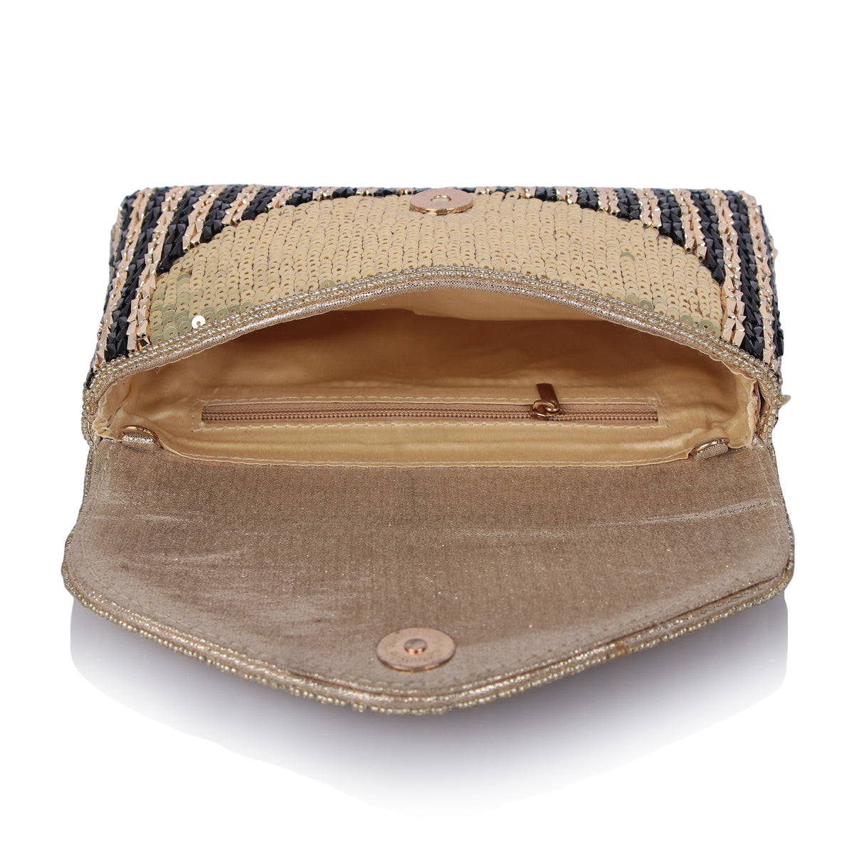 Zephyr black gold clutch