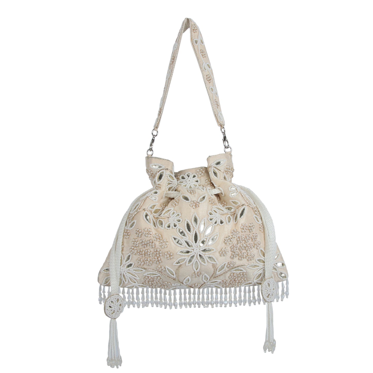 Elara white potli bag