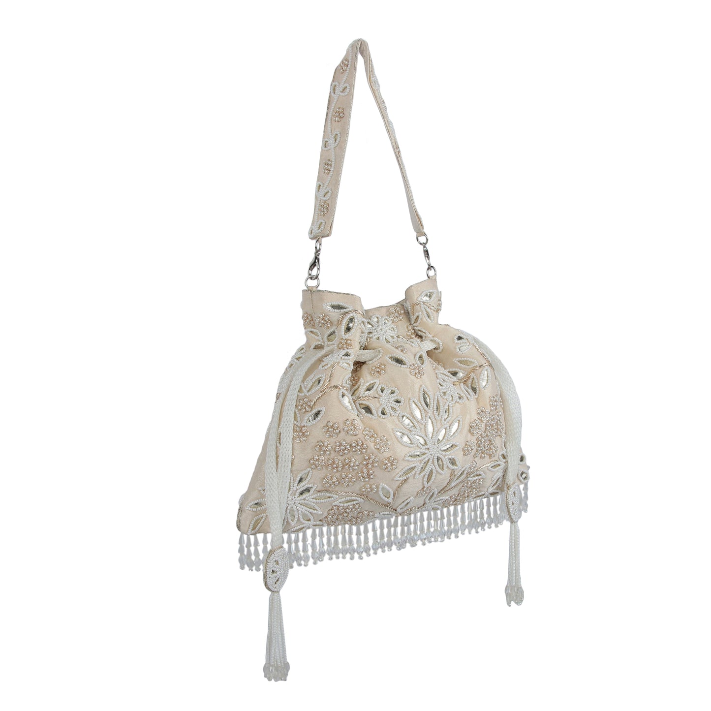 Elara white potli bag