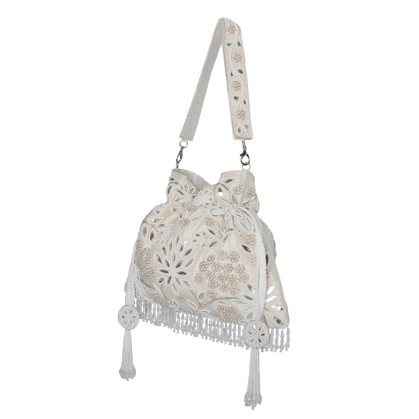 Elara white potli bag