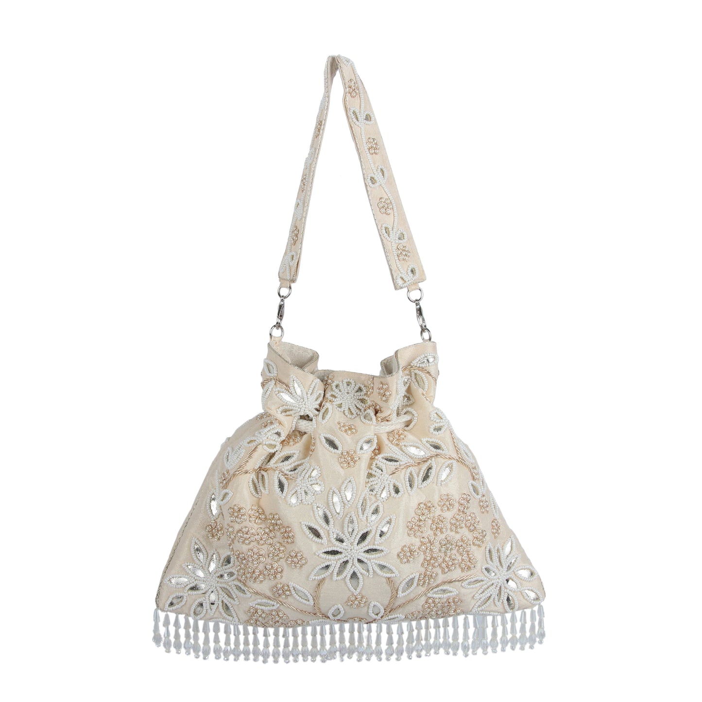 Elara white potli bag