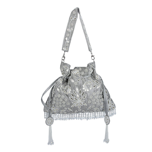 Eira silver potli bag