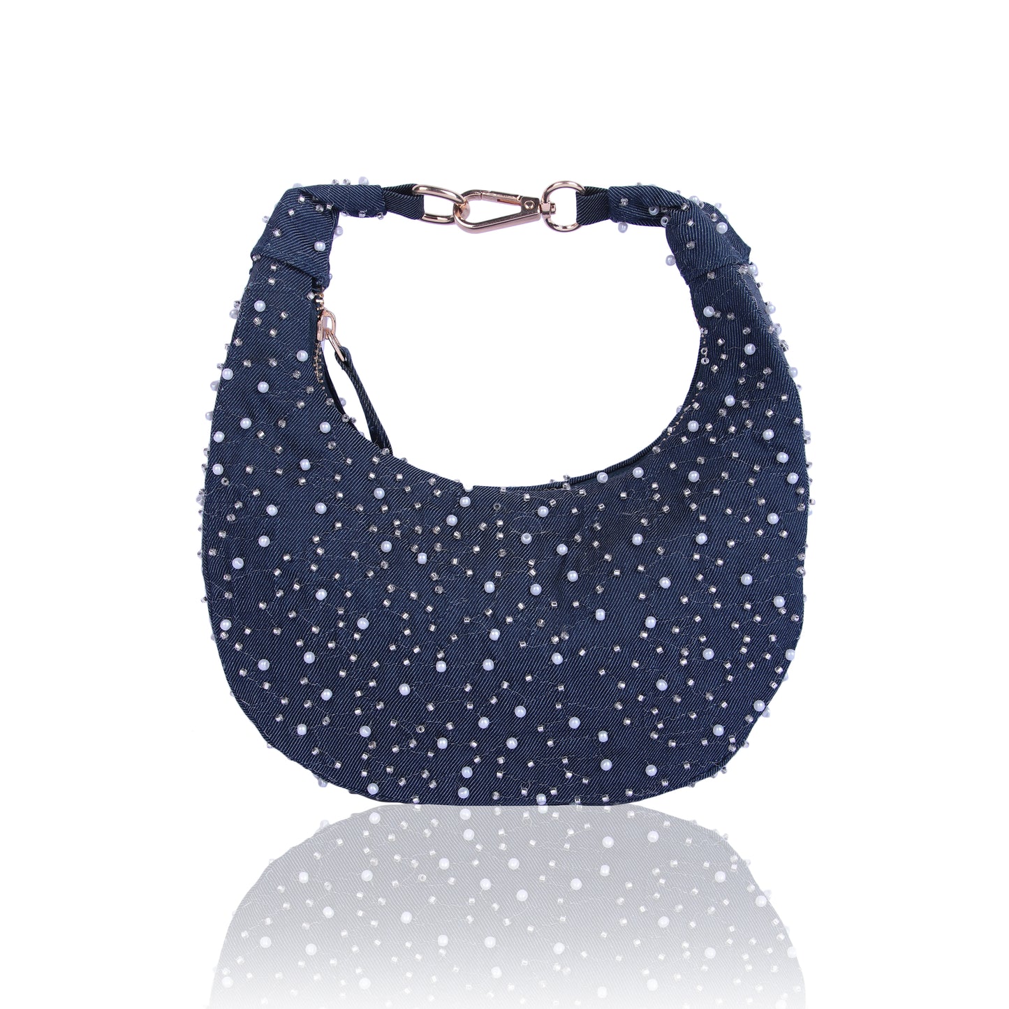 Bubbly blue denim moon bag