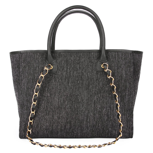 Black canvas tote bag