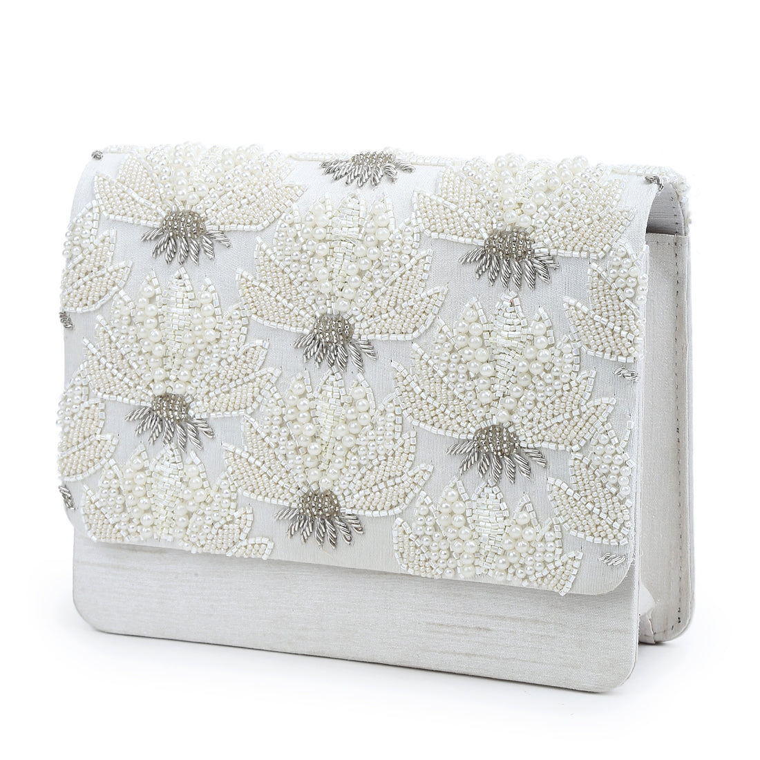 Pearl floral clutch